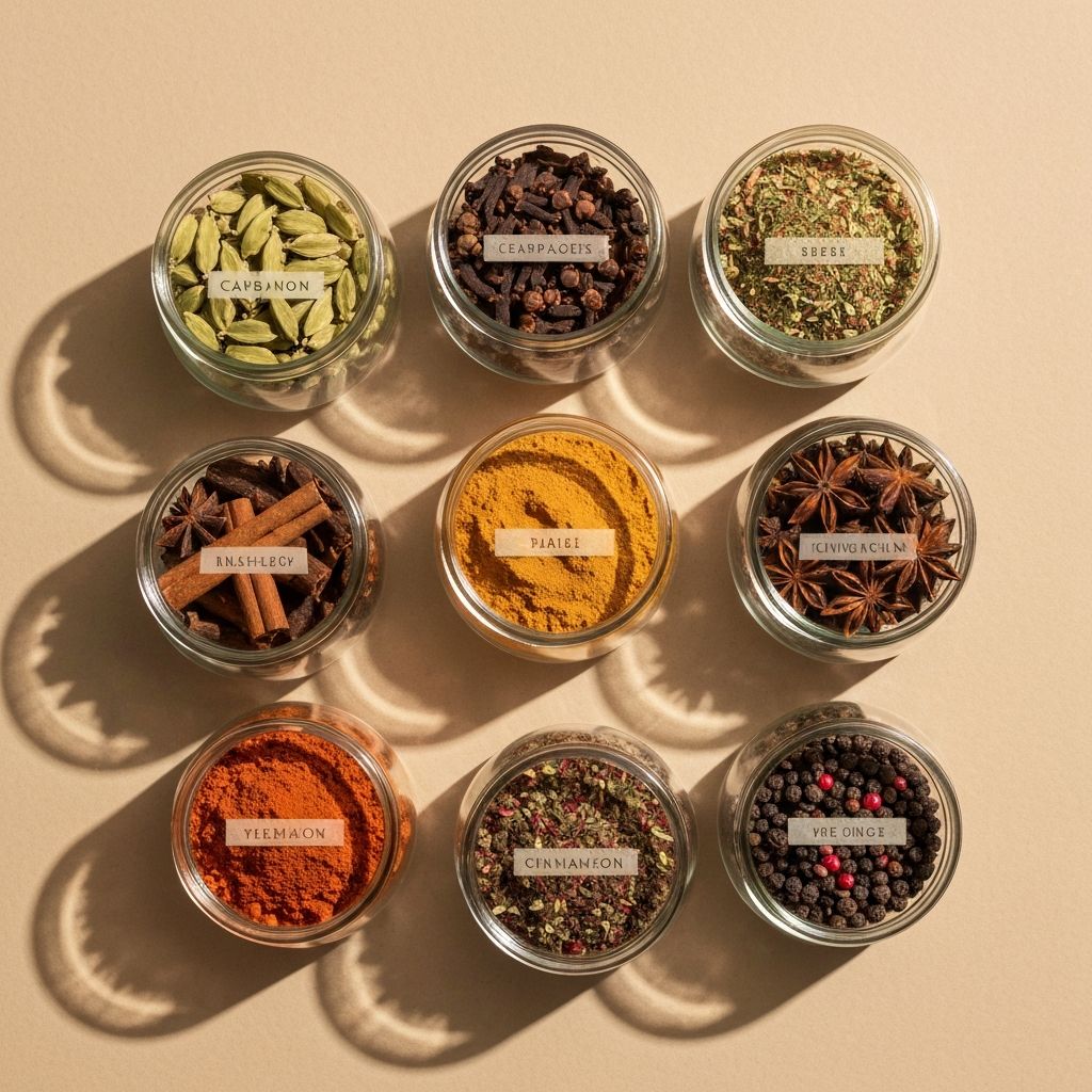 Verschiedene Gewürzmischungen in Behältern