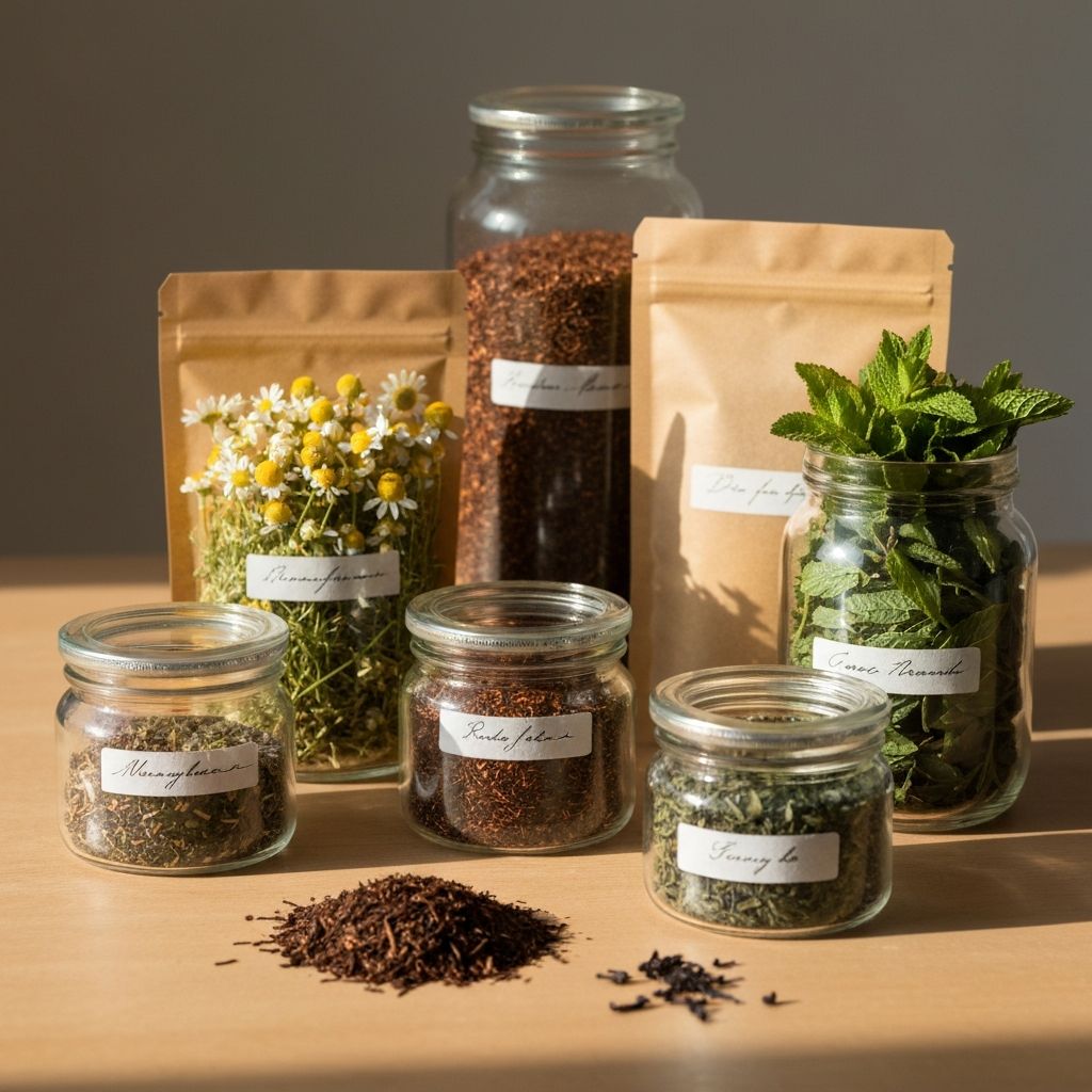 Verschiedene Teesorten und Kräutermischungen